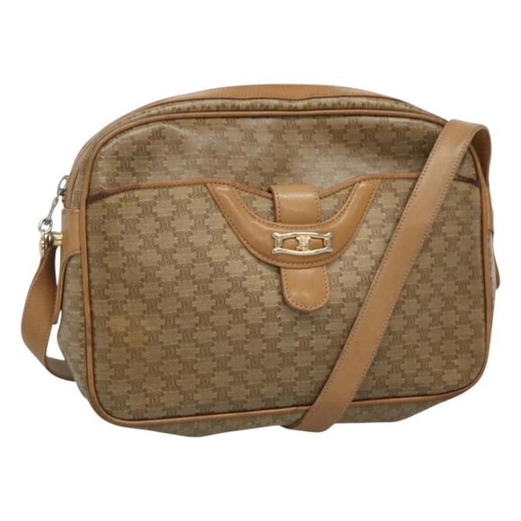 CELINE Macadam Canvas Shoulder Bag PVC Beige Gold - Picture 1 of 16